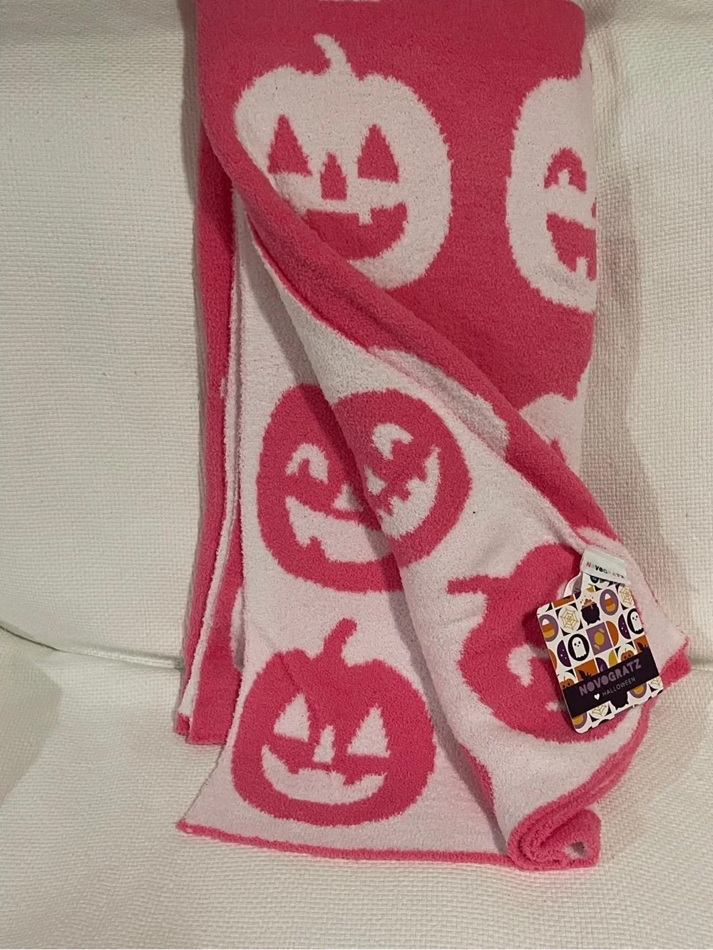 Novogratz Feather Pink Oversized Pink Throw Happy Pumpkin Throw Halloween Throw